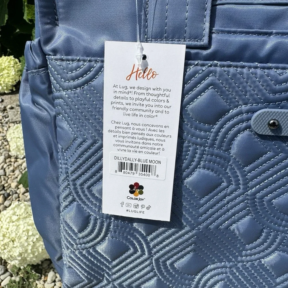 NWT LUG Dilly Dally Convertible Blue Quilted Tote Travel Bag/Purse ~ Crossbody